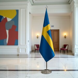 drapeau Suède avec socle