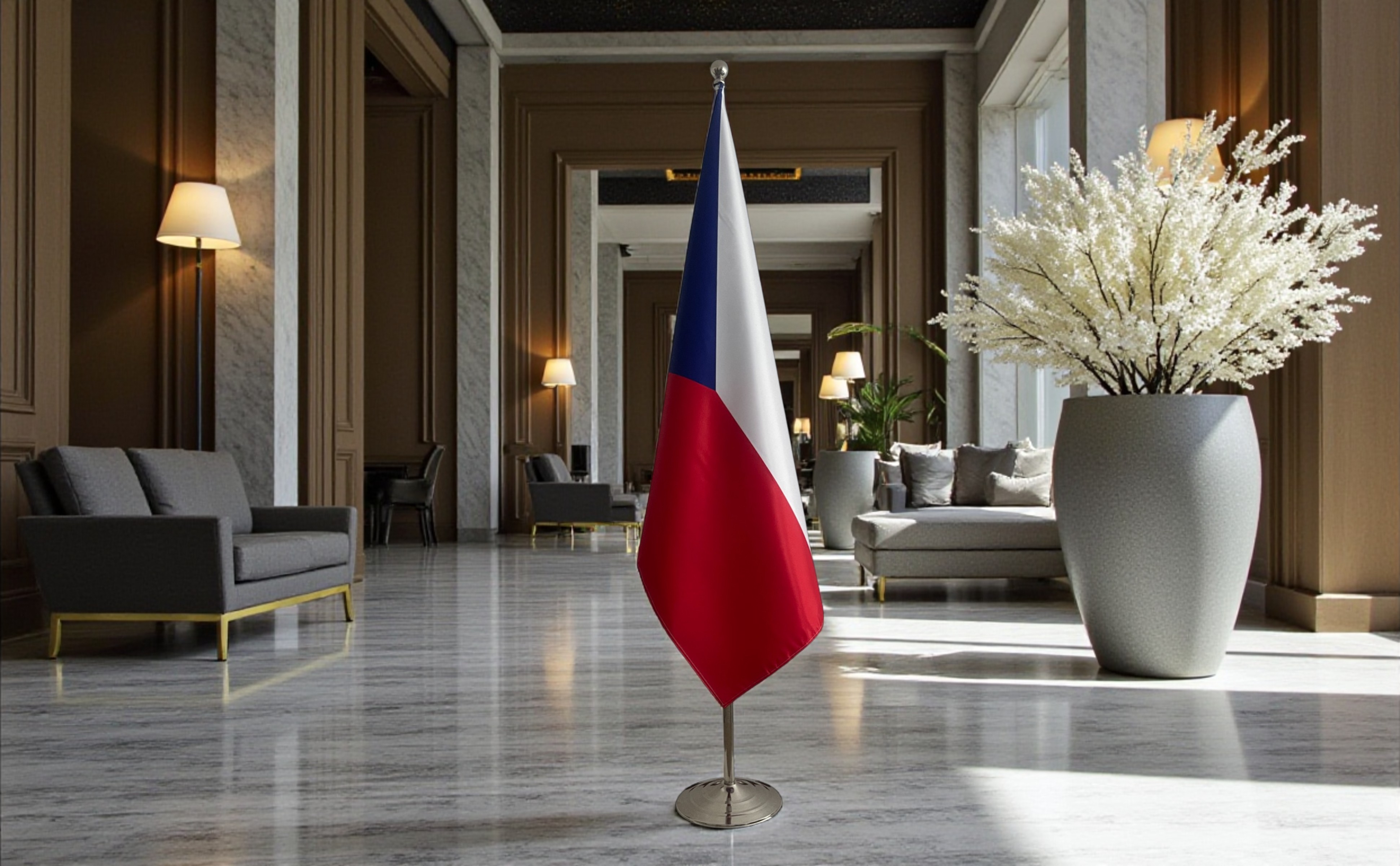 drapeau Tchequie avec mat