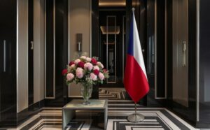 drapeau Tchequie avec pied