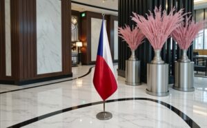 drapeau Tchequie avec pied