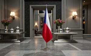 drapeau Tchequie avec pied