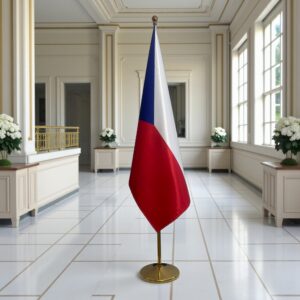 Drapeau Tchequie pour socle en bois raffiné