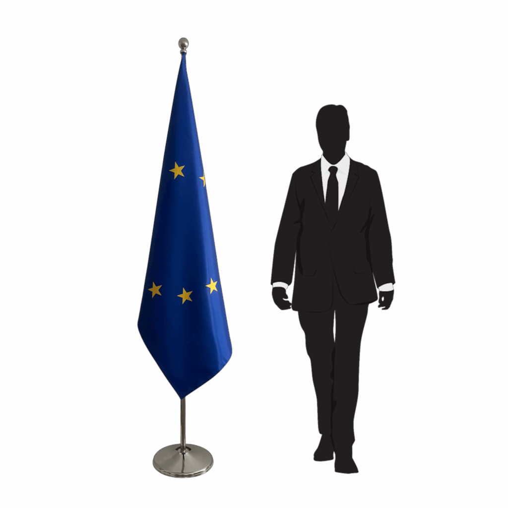 Pavillon UE sur chromé antidérapant