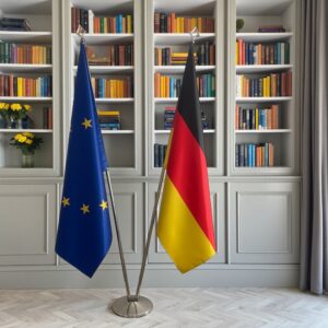 Drapeau allemagne sur socle en inox robuste