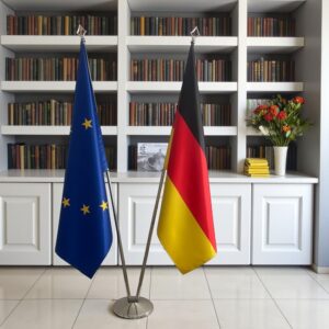 Bannière allemagne sur socle en inox de qualité