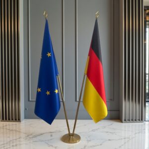 Drapeau allemand sur socle en marbre professionnel