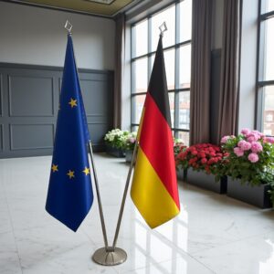 pied socle drapeau allemand avec allemand avec socle en acier brossé antidérapant