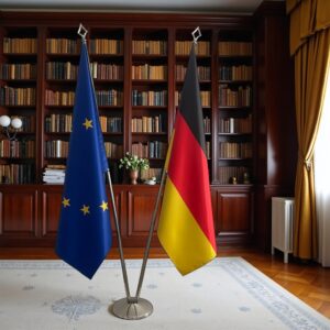 pied socle drapeau allemand avec allemand avec socle en acier brossé élégant