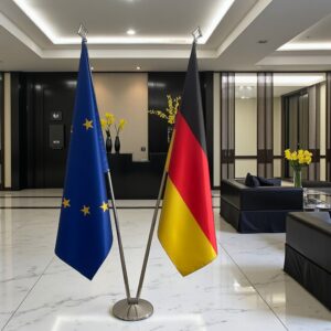 pied socle drapeau allemand avec allemand avec socle en acier brossé raffiné