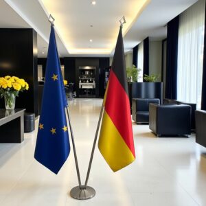 pied socle drapeau allemand avec allemand avec socle en acier brossé moderne