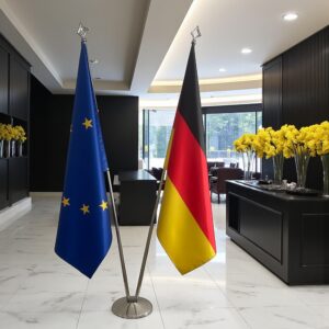 pied socle drapeau allemand avec allemand avec socle en acier brossé classique