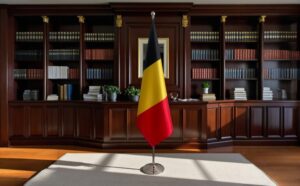 drapeau belge sur hampe