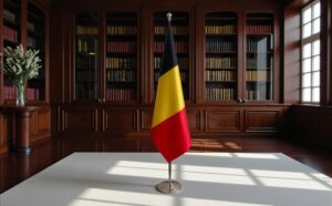 drapeau belge sur hampe