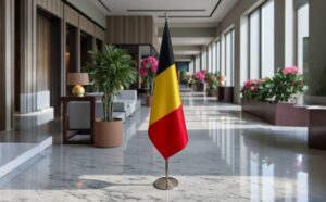 drapeau belge sur hampe