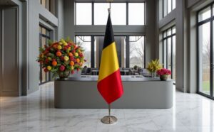 drapeau belge sur hampe