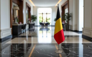 drapeau belge sur hampe