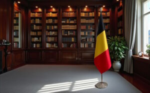 drapeau belge sur hampe