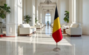 drapeau belge sur hampe