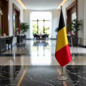 drapeau belge sur hampe