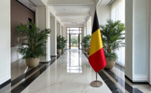 drapeau belge sur hampe