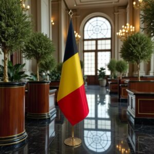 drapeau belgique sur hampe