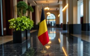 drapeau belgique sur hampe