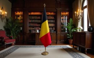 drapeau belgique sur hampe