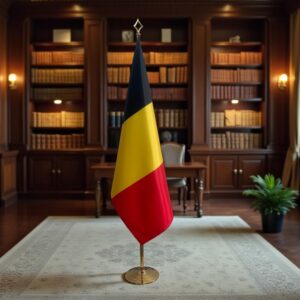 drapeau belgique sur hampe