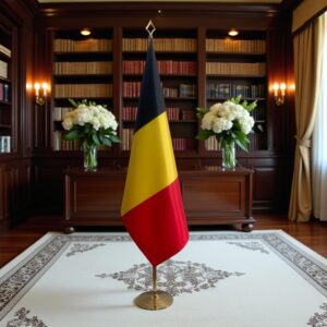 drapeau belgique sur hampe