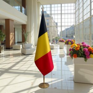 drapeau belgique sur hampe