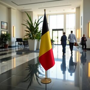 Drapeau de la Belgique avec pied