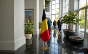 Drapeau de la Belgique avec pied