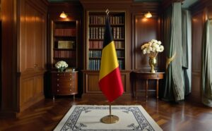 drapeau belge avec mat