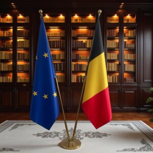 drapeau belge avec mat