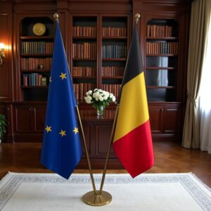 drapeau belge avec mat