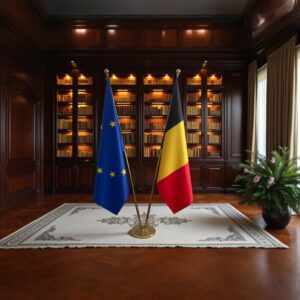 drapeau belge avec mat