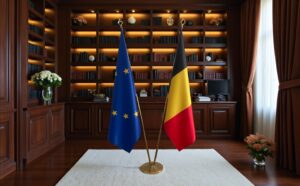 drapeau belge sur socle