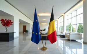 drapeau belge sur socle