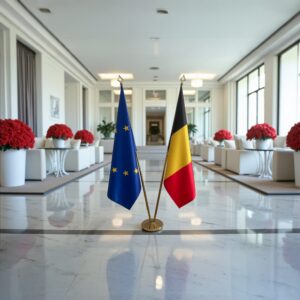 drapeau belge sur socle