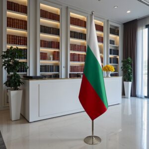 Drapeau bulgarie avec socle en granit haut de gamme