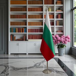 Drapeau bulgarie avec socle en inox officiel