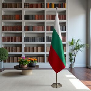 Bannière bulgarie avec socle en granit professionnel