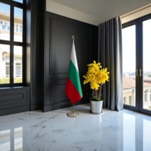 pied socle drapeau bulgarie sur bulgarie sur socle en acier brossé stable