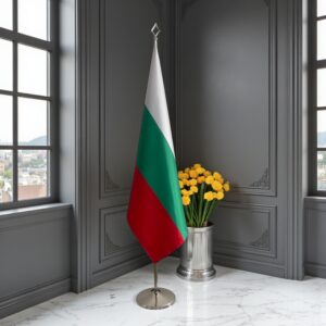 pied socle drapeau bulgarie sur bulgarie sur socle en inox brossé diplomatique