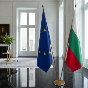 Drapeau bulgarie avec socle en marbre de protocole