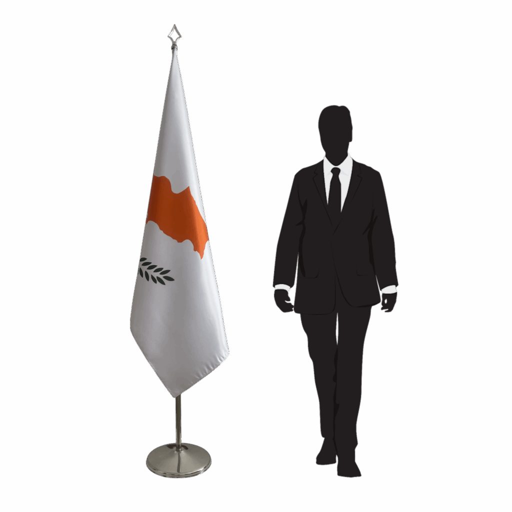 Bannière chypre sur socle en marbre de cérémonie