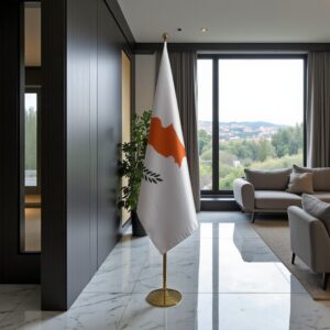 drapeau Chypre et UE sur pied