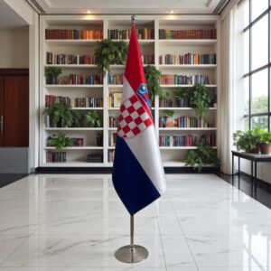 Bannière Croatie sur socle en marbre diplomatique