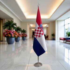 pied socle drapeau Croatie sur Croatie sur socle en acier de qualité