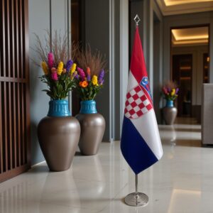 pied socle drapeau Croatie sur Croatie sur socle en acier de bureau